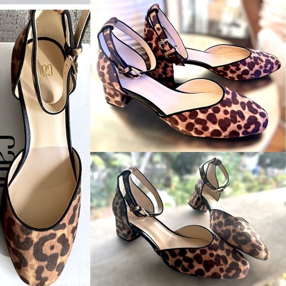 CAbi Kiki Leopard Cheetah Print Ankle Strap Heels Size 8 - Picture 1 of 16